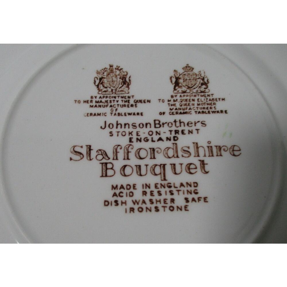 Vintage Johnson Bros. Staffordshire Bouquet 6" Dessert Plates Ironstone Set Of 6 - Picture 4 of 4